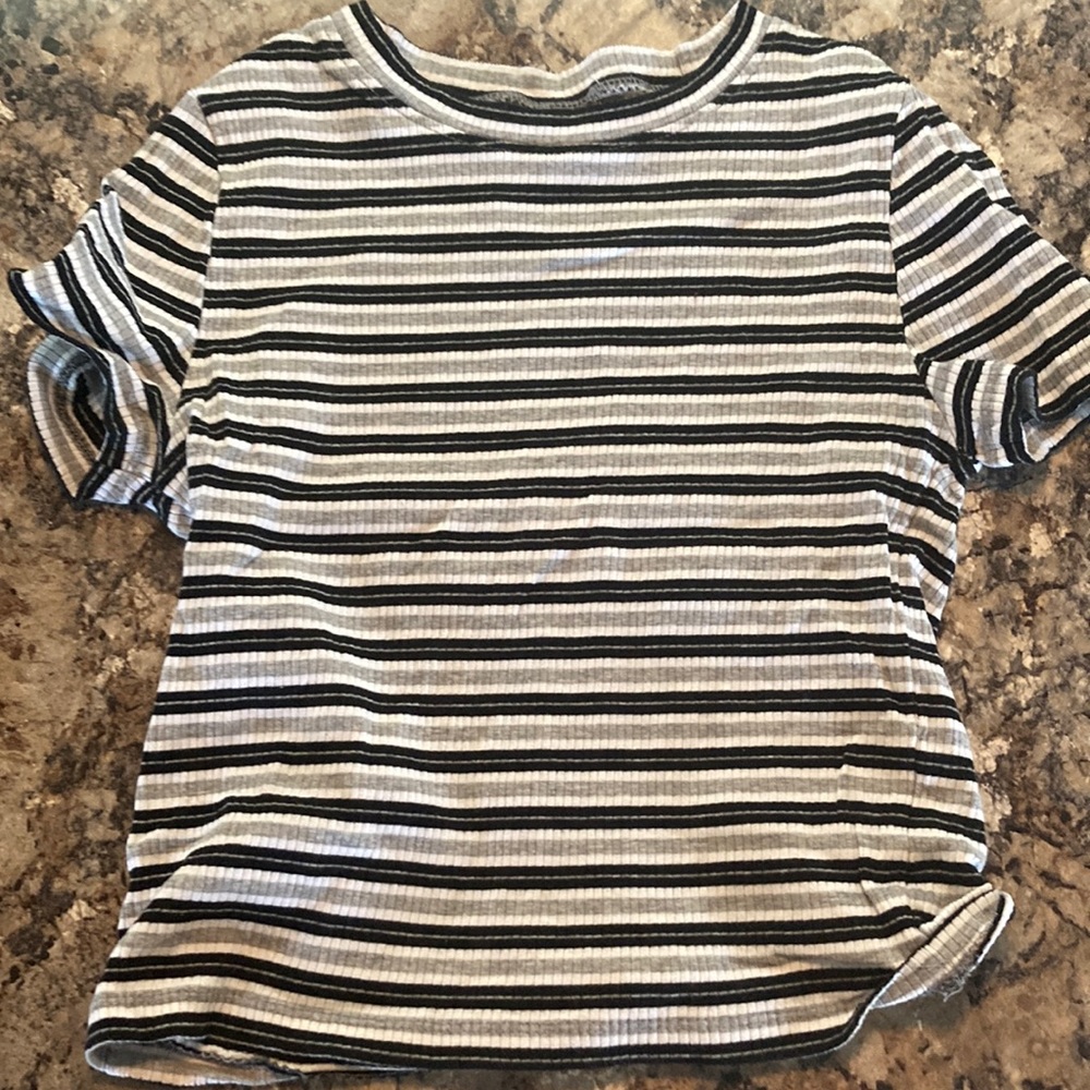 Grey striped crop top